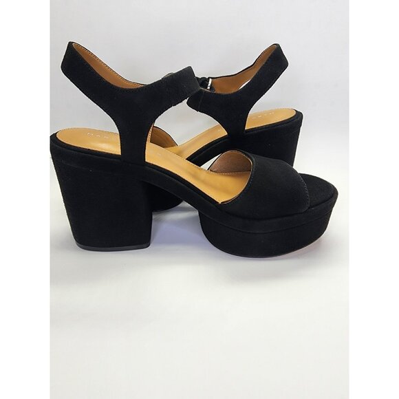 Marc Fisher Normi Block Heel Platform Sandal Size 10M Black Suede Dress Heels - Picture 6 of 16